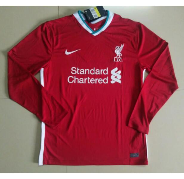 Liverpool Long Sleeve Home Kit Soccer Jersey 2020/21